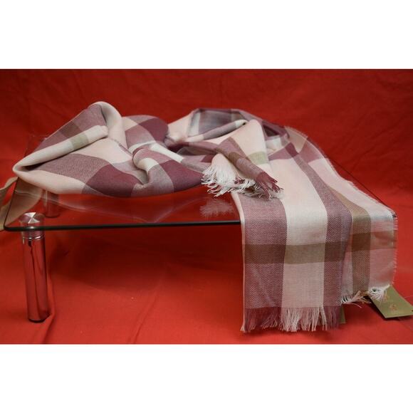 NWT BURBERRY TONAL PINK WOOL CASHMERE NOVA CHECK LIGHTWEIGHT SCARF 18X80 200X45 - Picture 4 of 12